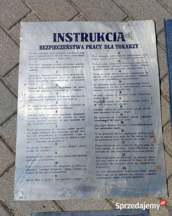 Tablice stanowiskowe BHP PRL Tokarka Frezarka Gdynia