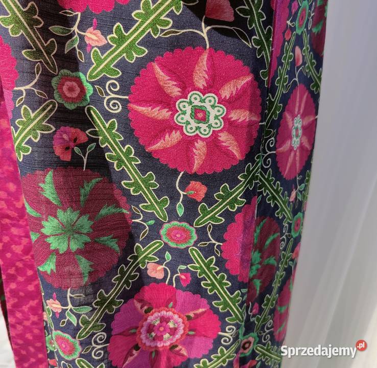 Długa narzutka kimono M 38 kolorowe bawełna folk Szczecin sprzedam