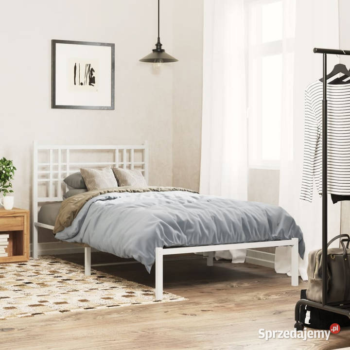Łóżko Metalowe Białe Rama Łóżka Ze Stelażem 90cm sprzedam