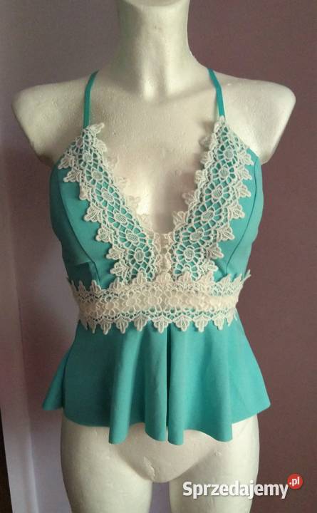 Nowa Turkusowa miętowa bluzka letni top na Topy i koszulki Moda i Styl Krosno