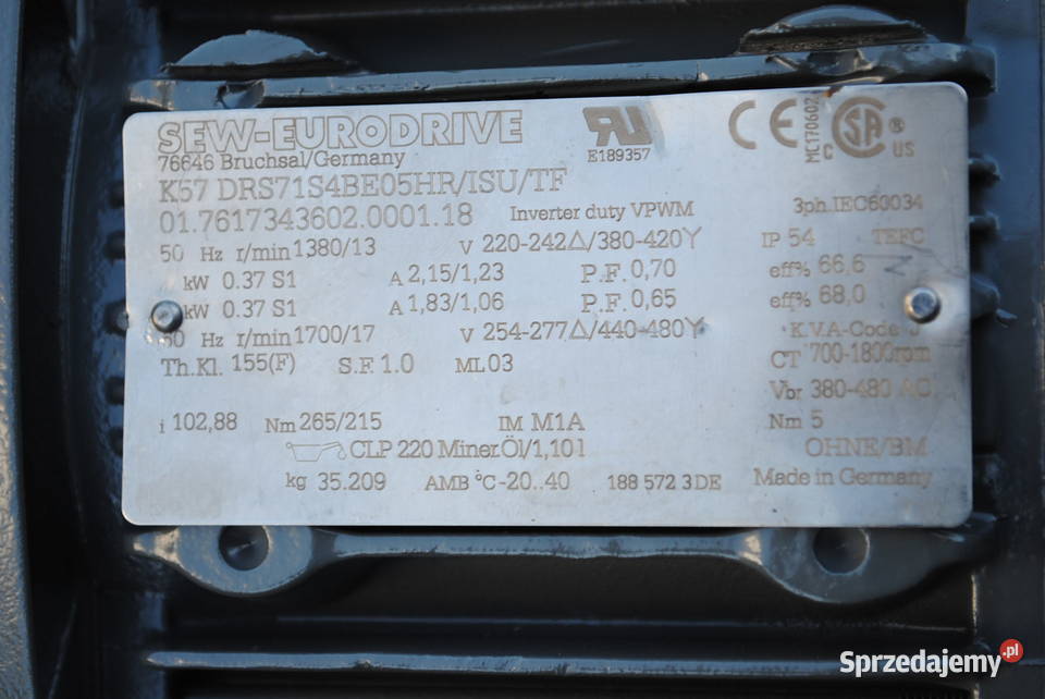 Motoreduktor kątowy 037kw 13obrmin z hamulcem lubuskie