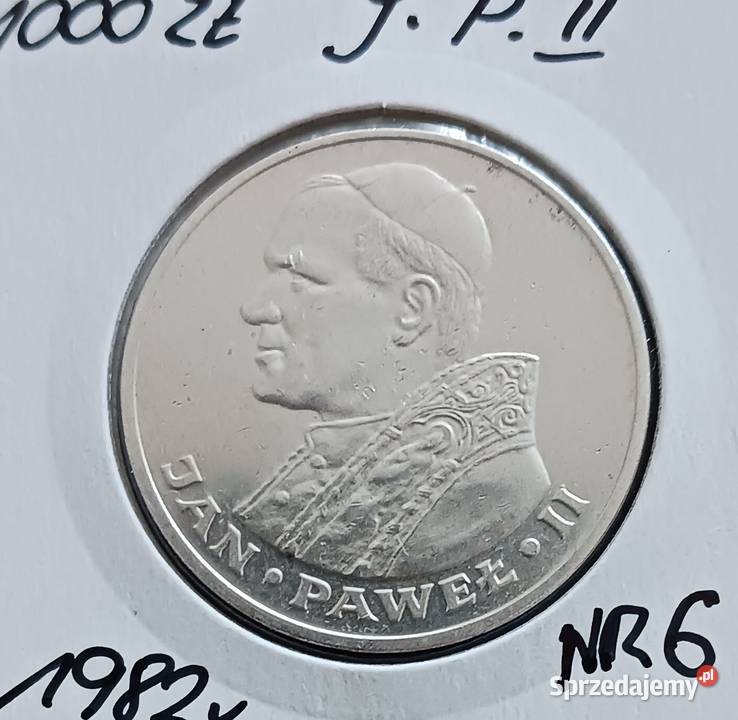 1000 Papież Jan Paweł II 1982 r 6 UNC wielkopolskie sprzedam