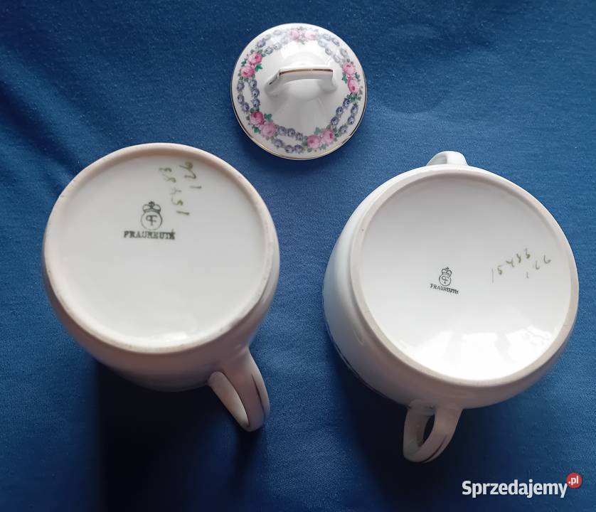 Cukiernica i mlecznik Fraureuth Sygnatura z Porcelana i szkło