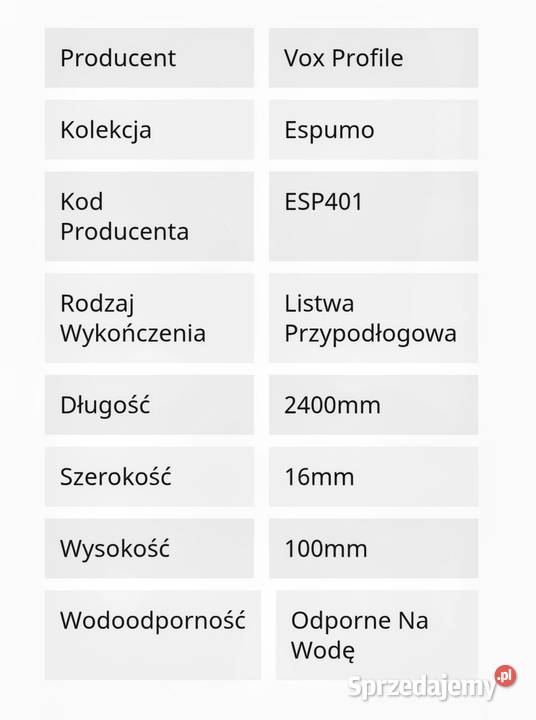 Listwa przypodłogowa poliuretanowa