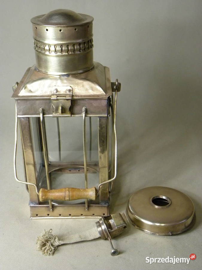 Duża mosiężna lampa latarnia naftowa Legnica