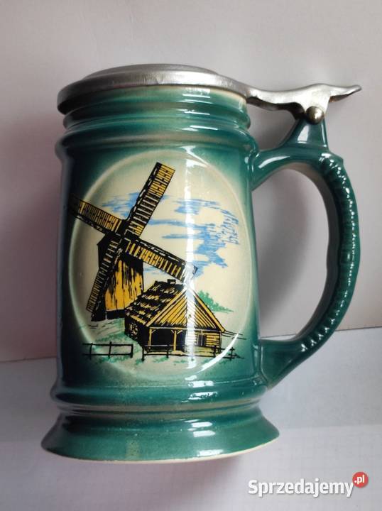 kolekcjonerski kufel ceramiczny z pokrywką Kielce