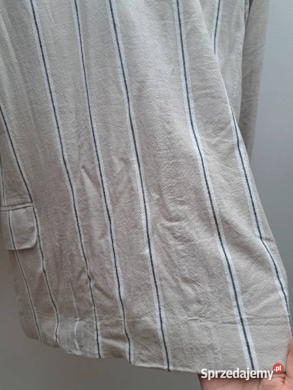 Lniany żakiet w paski HM rozmiar 34 Marynarki i żakiety