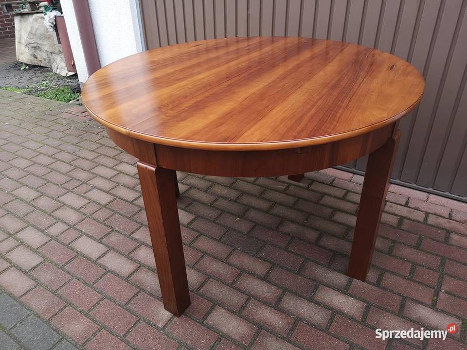 Stół Okrągły Orzech Zgrabny 110 Antyk Stary wielkopolskie sprzedam