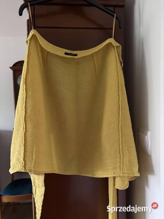 Spódnica XS lniana Massimo Dutti żółta kopertowa śląskie Częstochowa