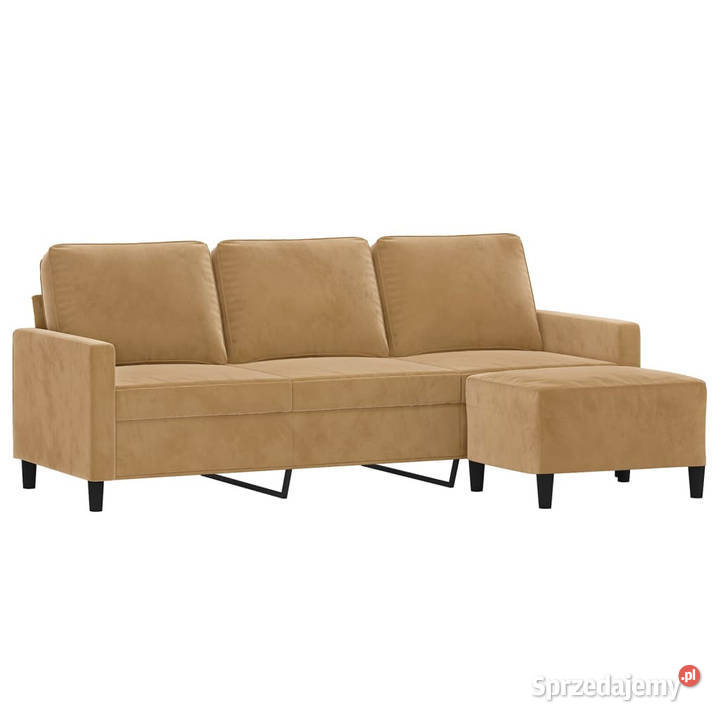 3osobowa sofa z podnóżkiem brązowy 180 aksamit Meble Warszawa