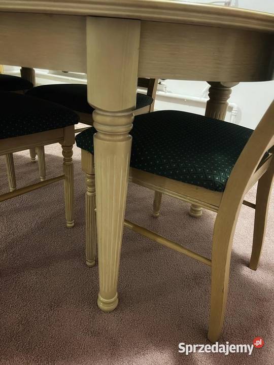 Komplet mebli jasne drewno stół krzesła lustro Siedlce