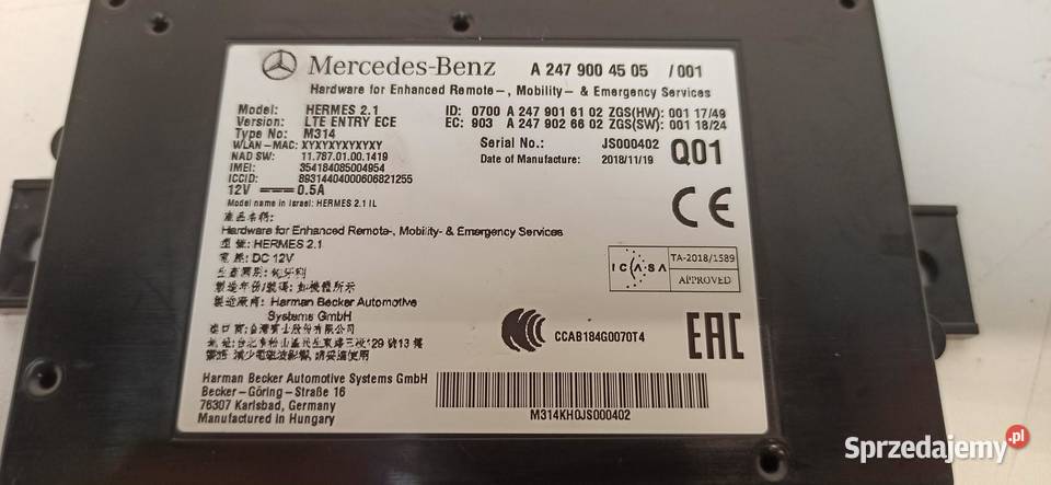 MERCEDES VITO W447 MODUŁ STEROWNIK A2479004505