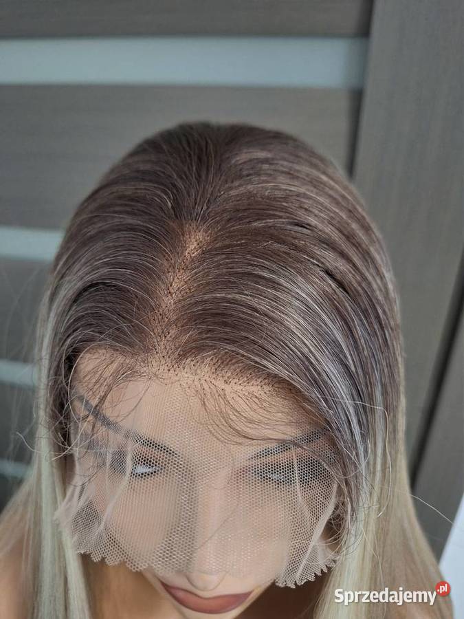 Peruka długa blond shatush z koronkową siateczką Malbork