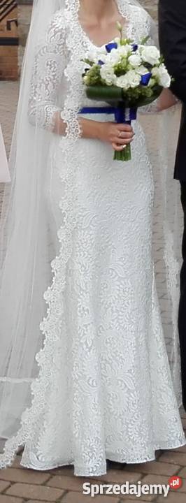 Długi hiszpański welon z koronką koderową 220 mazowieckie Szydłowiec