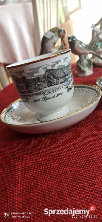 Filiżanka z widoczkiem Z napisem 2001 Bjrred Porcelana i szkło pomorskie