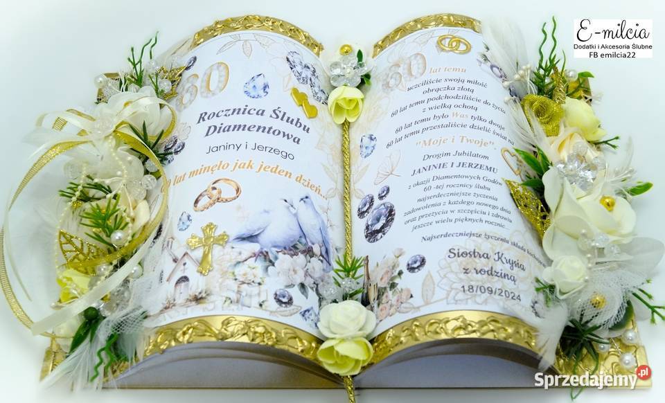 Pamiątkowa Księga z okazji 60 Rocznicy Ślubu Pozostałe Zielona Góra sprzedam