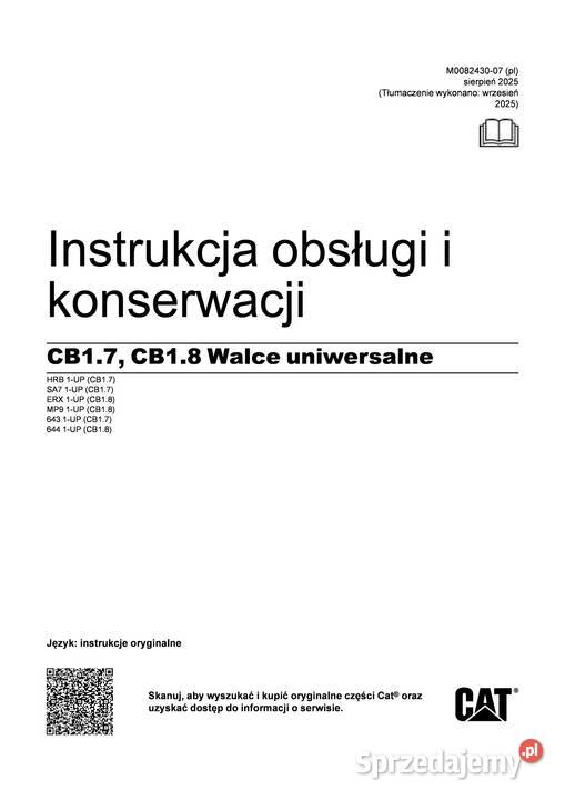 CATERPILLAR CB17 CB18 walec uniwersany DTR Kraków