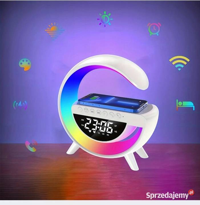 Lampka LED KOLOROWE Ładowarka Głośnik RGB RADIO