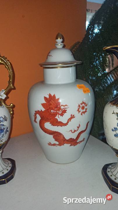 Wazon Amfora Urna Meissen Czerwony Smok Red Gdańsk