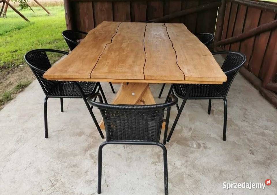 Ręcznie wykonany stół z litego drewna jesion dąb Żnin