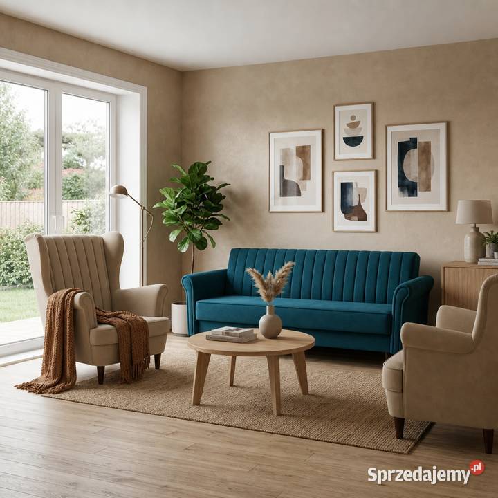 Zestaw Mebli Tapicerowanych Sofa plus Fotel wielkopolskie Kliny