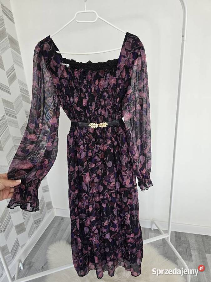 Sukienka siateczkowa z gumkami Fiolet Rozmiar 40(L) Moda i Styl śląskie Rybnik