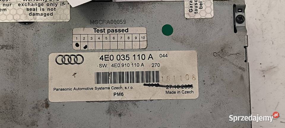 ZMIENIARKA CD AUDI A8 D3 4E0035110A Lipno