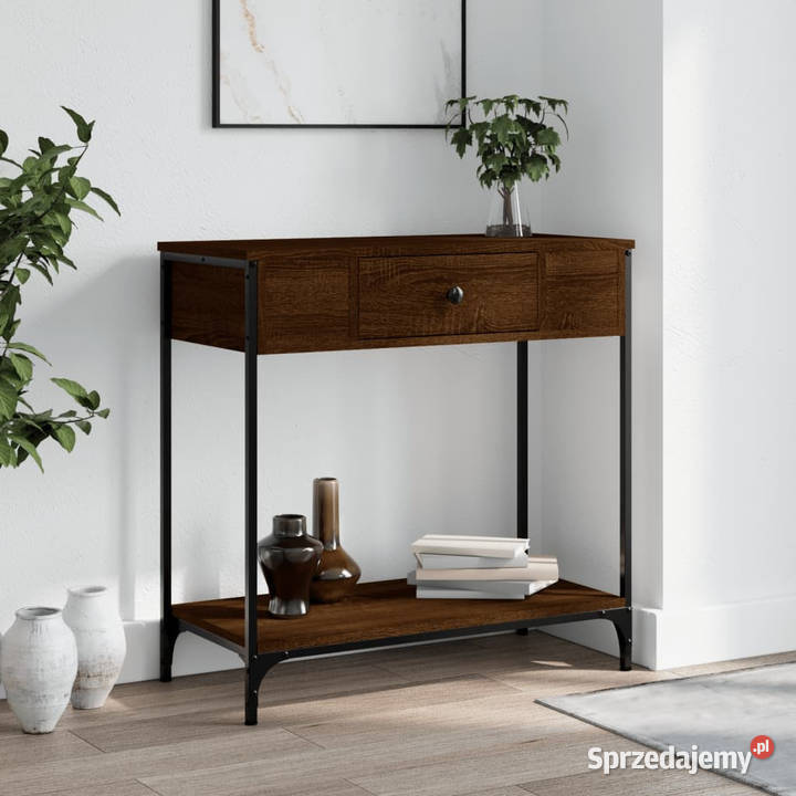 Stolik konsolowy brązowy dąb 75x345x75 WM834169 mazowieckie Warszawa
