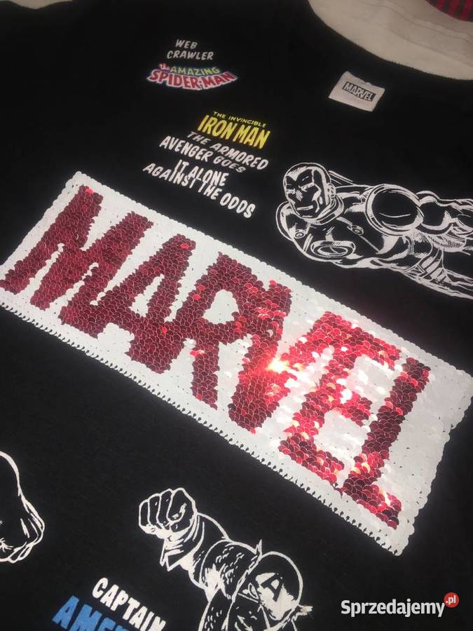 Unikatowy tshirt z cekinami Marvel mazowieckie Marki