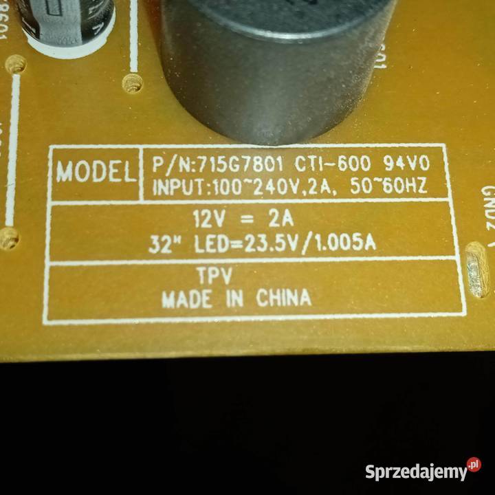 Zasilacz do tv LG 32LJ500V PLTVGL251XAT9 Części i akcesoria Opole