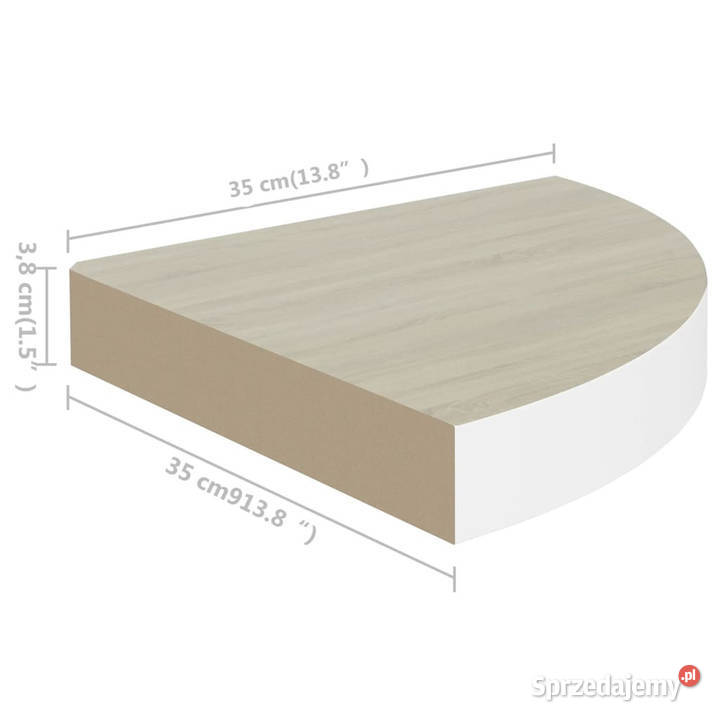 Narożna półka ścienna dąb i biel 35x35x38 MDF mazowieckie Warszawa sprzedam