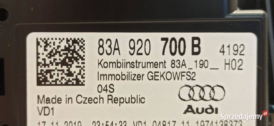AUDI Q3 LICZNIK VIRTUAL KOKPIT ZEGARY 83A920700B osobowe