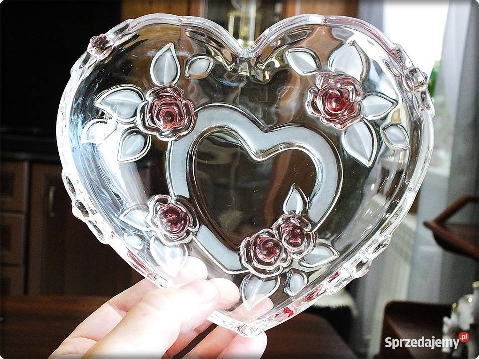 Szklane Serce Serduszko Róże Misa Patera szklana Porcelana i szkło sprzedam