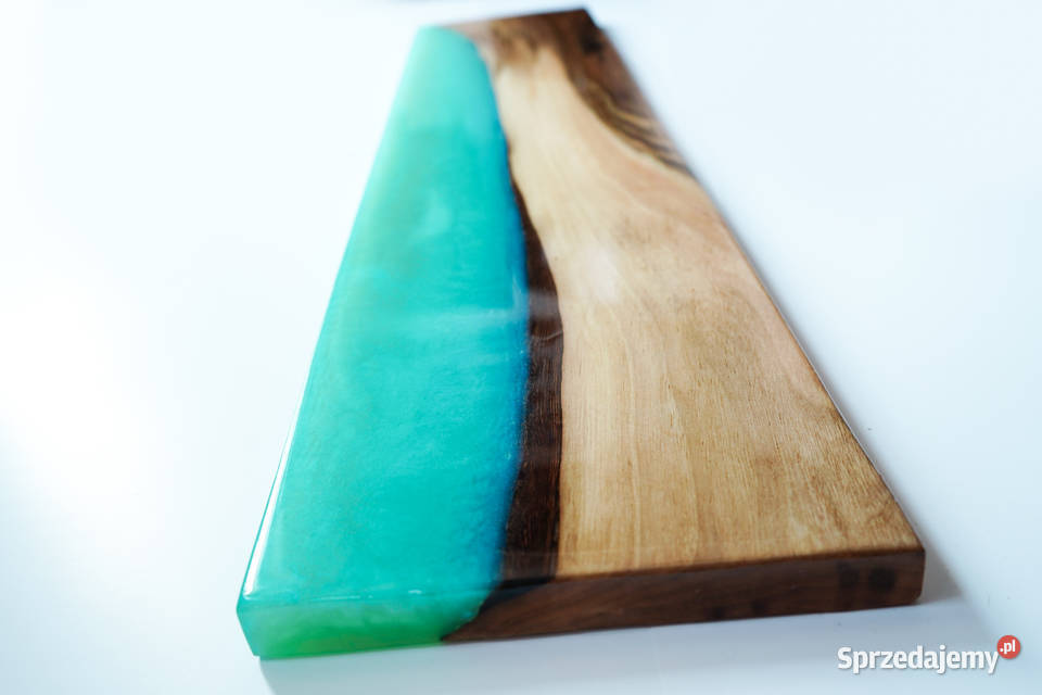 Wieszak ścienny turkusowy z drewna i żywicy 2.5cm Warszawa sprzedam