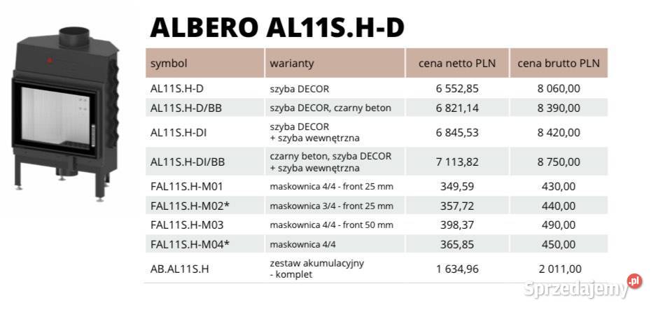 HITZE Wkład kominkowy ALBERO AL11SHD