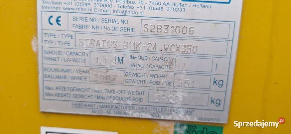 POSYPYWARKA NIDO STRATOS B11K24 WCX350 Rok produkcji 2007 Motylewo sprzedam