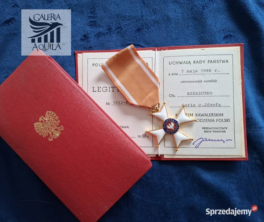 Krzyż kawalerski OOP dokument pudełko pomorskie Wejherowo