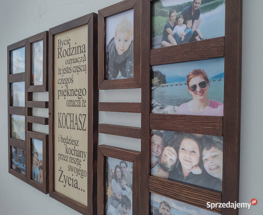 Drewniana Multirama Ramka na 12 ZDJĘĆ 10x15 Łódź
