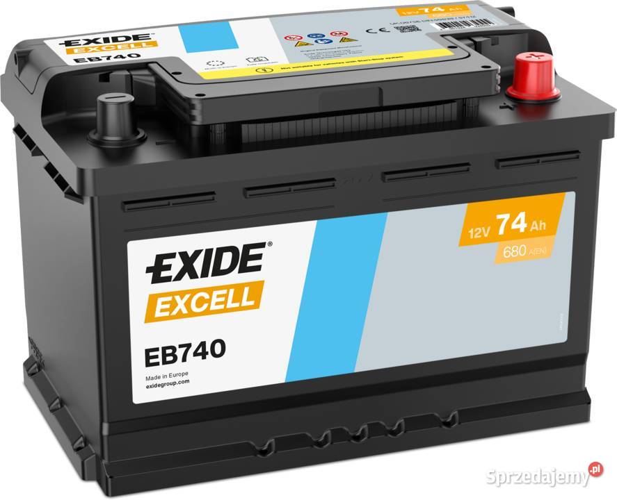 Akumulator 74Ah 680A PRAWY PLUS Exide Excell Warszawa