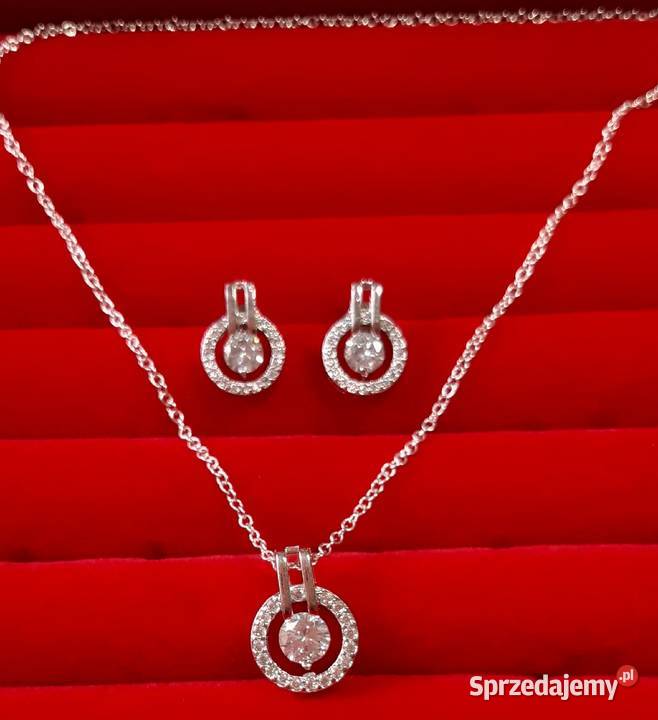 Komplet cyrkonie AAA koła nowe kolczyki Częstochowa