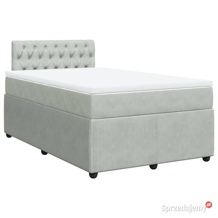 Łóżko kontynentalne z materacem jasnoszare 120cm sprzedam