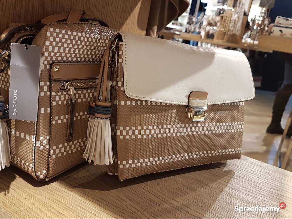 Listonoszka kopertówka torebka brązowa kremowa Torby i torebki Ząbki