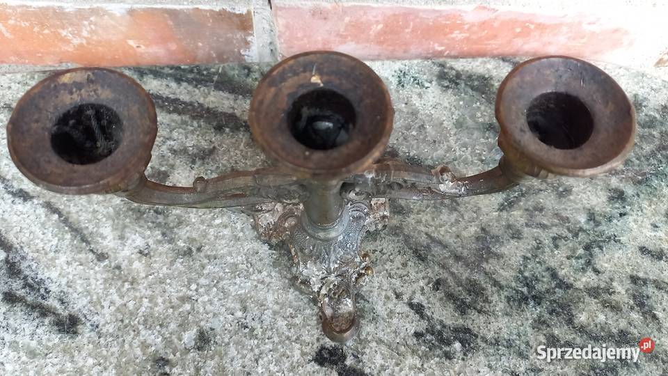 Świecznik mosiężny metalowy na 3 świeczki 755 Gawroniec