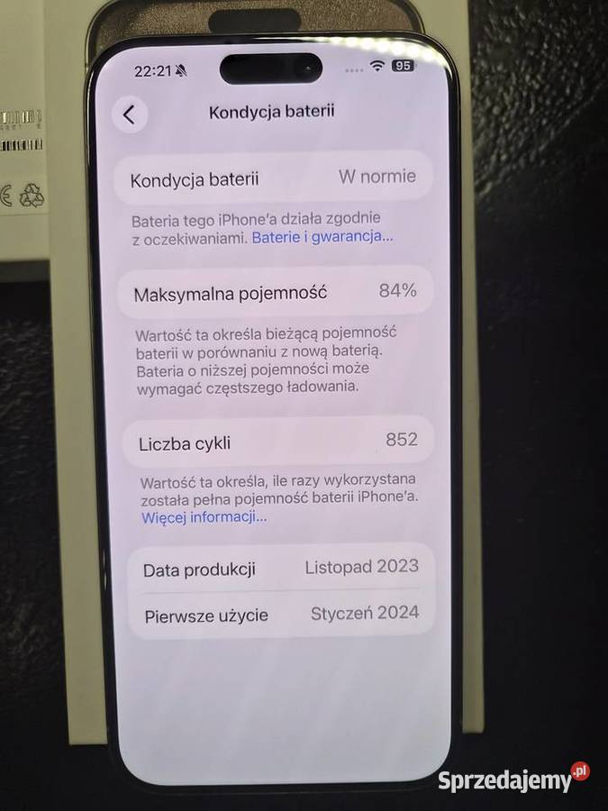 Apple iPhone 15 Pro 256GB WHITE TYTAN Pabianice