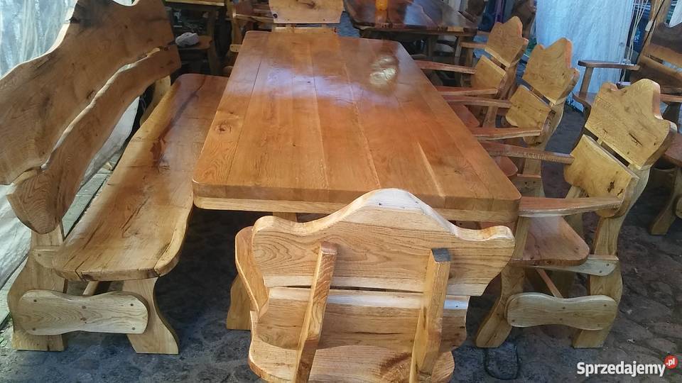 Komplet mebli ogrodowych debowych Grotniki