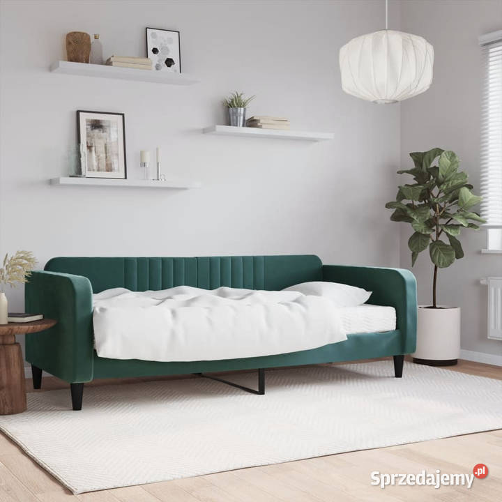 Sofa z materacem do spania ciemnozielona aksamit mazowieckie Warszawa