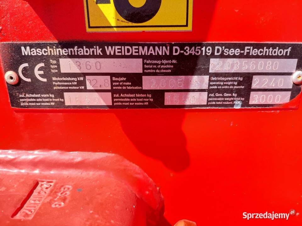 Weidemann 1360 nieuszkodzony Maszyny rolnicze Krapkowice