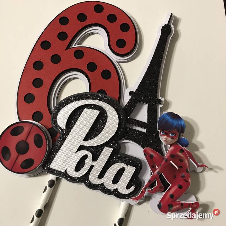 Topper dekoracja na tort Biedronka i czarny kot Nowy Sącz