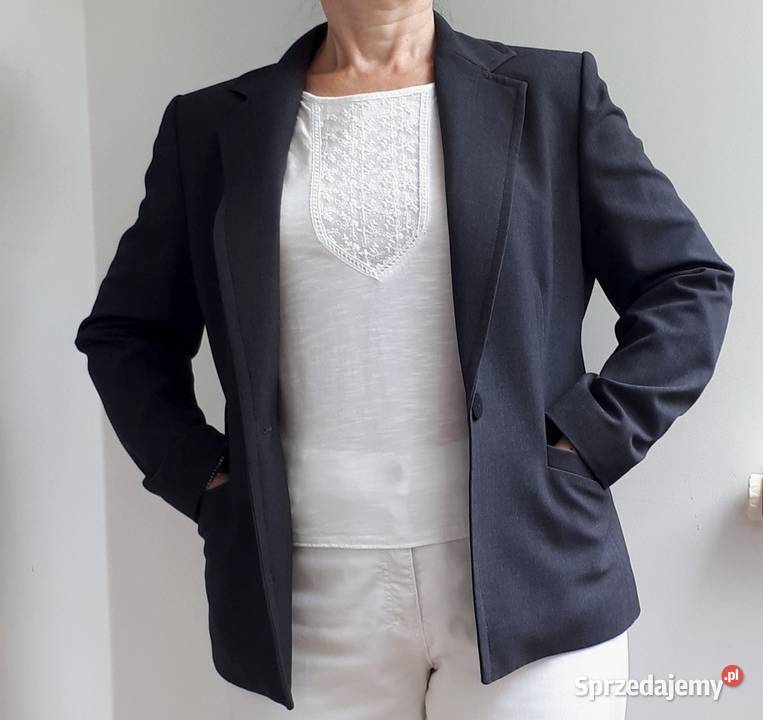 Żakiet marynarka S 36 szara kieszenie elegancka Marks&Spencer Warszawa