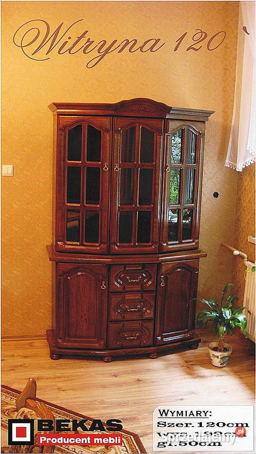 Stylowy Kredens 120 Śliczny nowy Orzech średni 199cm śląskie Dąbrowa Górnicza